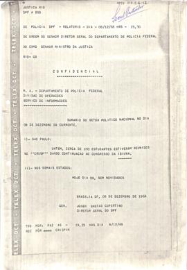 Telegrama do General José Bretas Cupertino, Diretor Geral do DPF