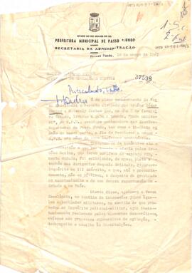 Correspondência, de Mário Menegaz, Prefeito Municipal de Passo Fundo
