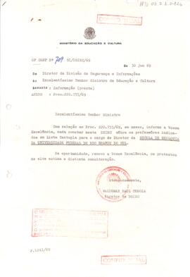 Ofício confidencial nº 709/SI/DSIEC/69, de Waldemar Raul Turola, Diretor da DSIMEC