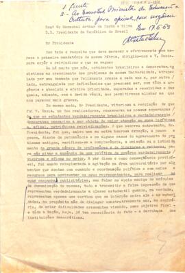 Reivindicação, enviada para Marechal Arthur da Costa e Silva, Presidente da República do Brasil