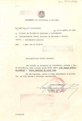 Ofício confidencial nº 1028/SI/DSIEC/69, de Waldemar Raul Turola, Diretor da DSIMEC