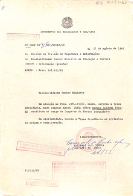 Ofício confidencial nº 985-A/SI/DSIEC/69, de Waldemar Raul Turola, Diretor da DSIMEC