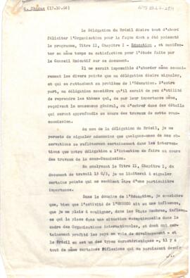 Relatório, de C. Chagas, integrante da Delegação Brasileira na XV Conferência Geral da UNESCO