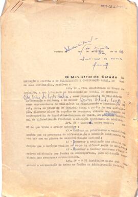 Minuta de Portaria Interministerial s/n, dos Ministros de Estado da Educação e Cultura e do Planejamento e Coordenação Geral