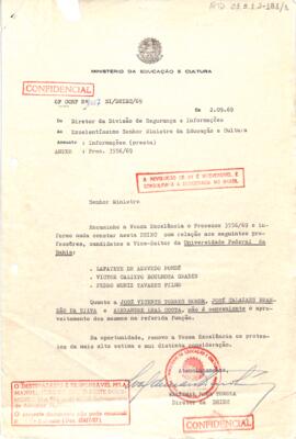 Ofício confidencial nº 1057/SI/DSIEC/69, de Waldemar Raul Turola, Diretor da DSIMEC