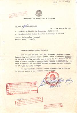 Ofício confidencial nº 1005/SI/DSIEC/69, de Waldemar Raul Turola, Diretor da DSIMEC