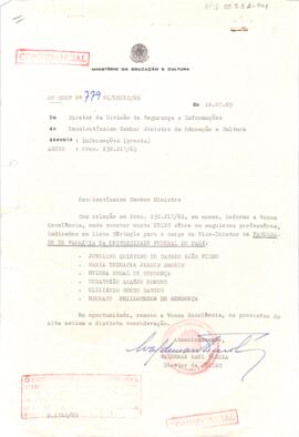 Ofício confidencial nº 779/SI/DSIEC/69, de Waldemar Raul Turola, Diretor da DSIMEC