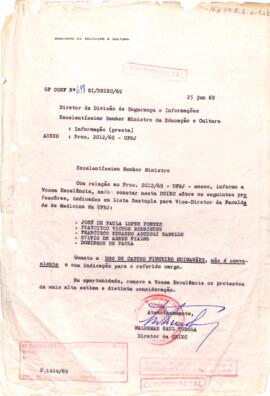 Ofício confidencial nº 698/SI/DSIEC/69, de Waldemar Raul Turola, Diretor da DSIMEC