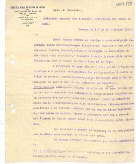 Relatório semanal dos trabalhos executados nas Minas do Leão na semana de 7 a 13 de dezembro de 1919 1